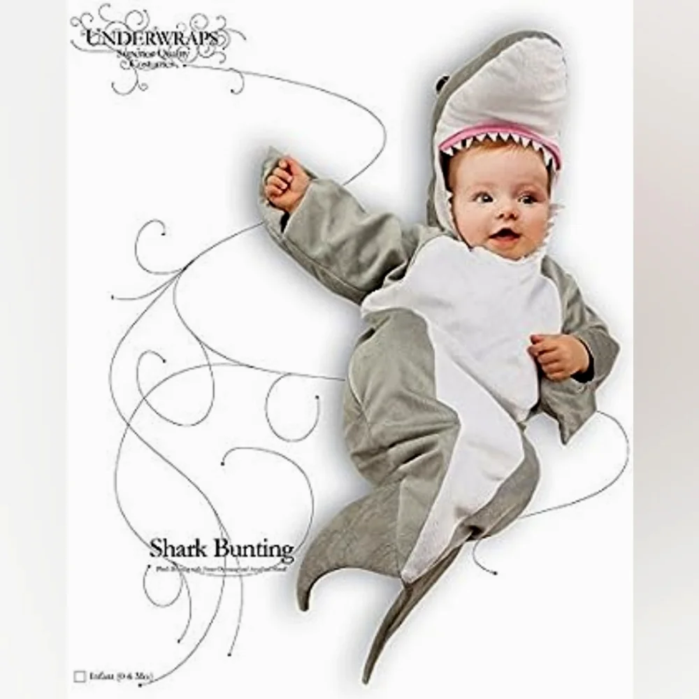 🦋Underwraps Shark Bunting baby costume NIB